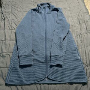 Monetta Women's Ottoman Long Jacket Color Iron Blue Size XL Coat